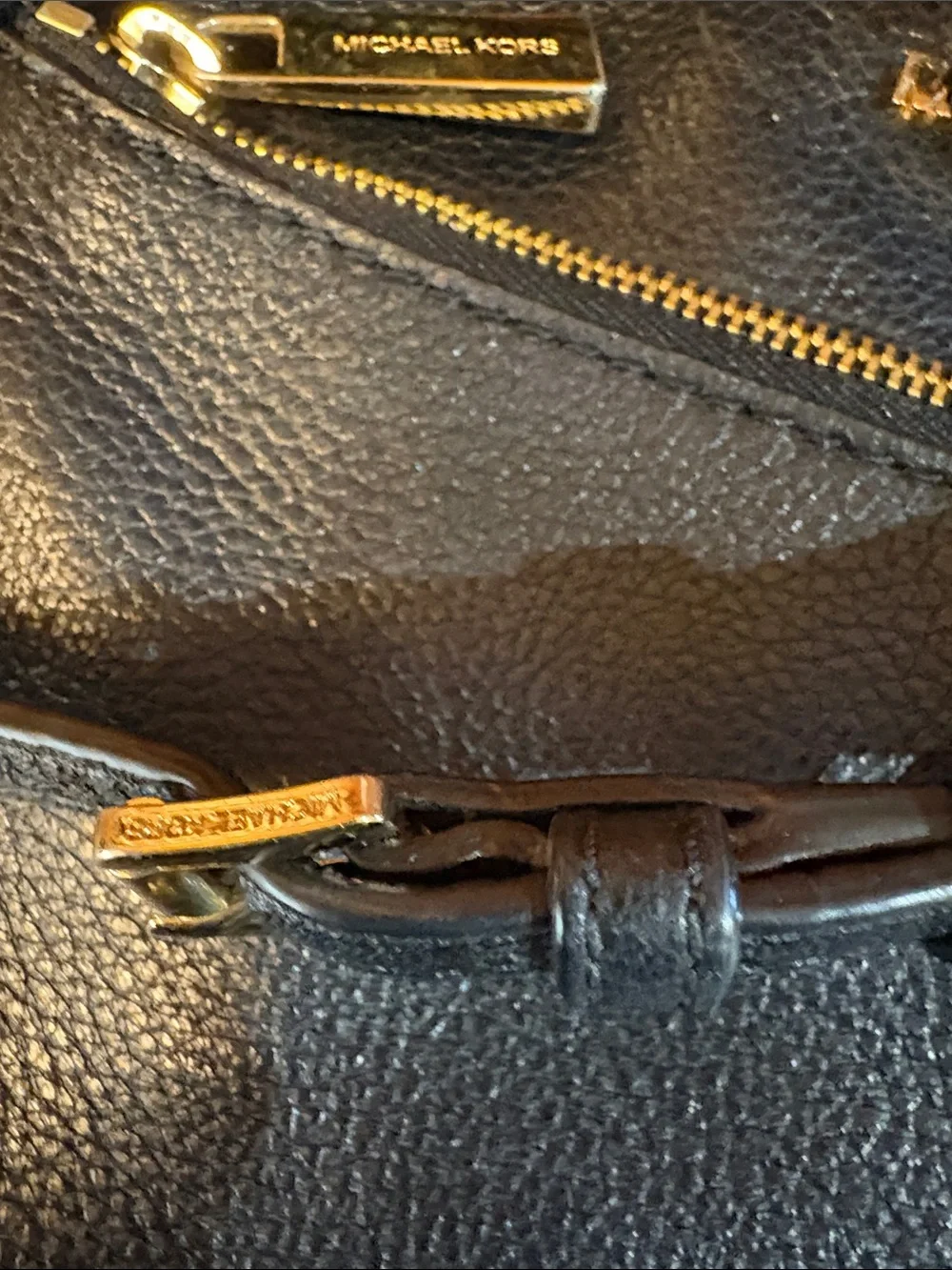 Michael Kors Black Pebbled Leather Crossbody with Gold Hardware